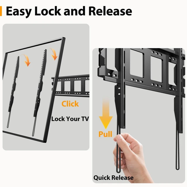 Alt view image 3 of 7 - TV Wall Mount for 50-120 inch Quick Release Lock Low Profile Bracket Large Fixed TV Bracket,Max VESA 900X600mm Up to 275lbs,Ultra Slim Fit 55 65 75 77 83 85 98 100"Heavy Duty Television Mount
