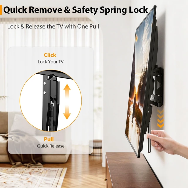 Alt view image 6 of 7 - TV Wall Mount for 50-120 inch Quick Release Lock Low Profile Bracket Large Fixed TV Bracket,Max VESA 900X600mm Up to 275lbs,Ultra Slim Fit 55 65 75 77 83 85 98 100"Heavy Duty Television Mount