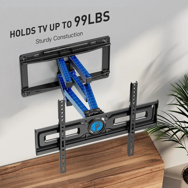 Alt view image 3 of 7 - Full Motion TV Wall Mount Height Adjustable for 2665 inch TVs TV Mount with Dual Arms, Swivel, Tilt, Max VESA 400x400mm, 3 Bracket Heights, TV Bracket Fits 12/16 Wood Studs, PIMF4