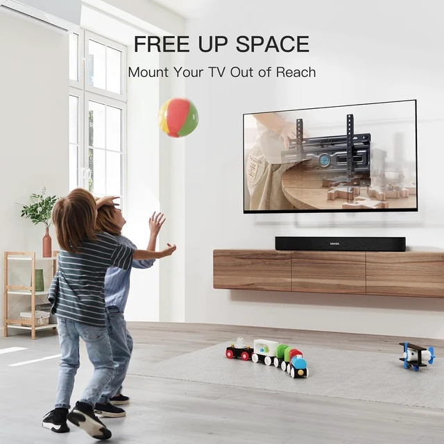 Alt view image 7 of 7 - Full Motion TV Wall Mount Height Adjustable for 2665 inch TVs TV Mount with Dual Arms, Swivel, Tilt, Max VESA 400x400mm, 3 Bracket Heights, TV Bracket Fits 12/16 Wood Studs, PIMF4