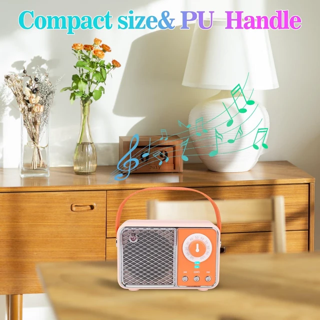 Alt view image 7 of 7 - Orange Retro Bluetooth Speaker,Vintage Decor,Small Wireless Gift