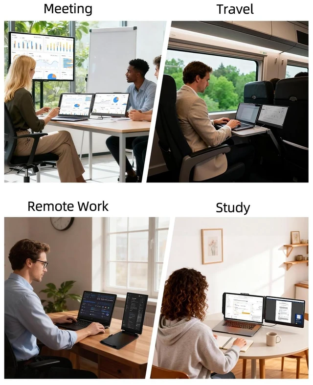Alt view image 7 of 7 - Laptop Screen Extender, 14" FHD 1080P IPS Dual Laptop Monitor Extender, Plug n Play Portable Travel Monitor for Laptops 13.3"-17" with HDMI/USB-A/Type-C, Compatible with Windows Mac Chrome Android