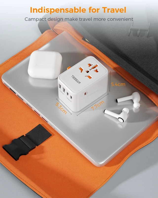 Alt view image 5 of 6 - Universal Travel Adapter, GaN 65W 3 USB C Ports, 2 USB A Ports, Type C/G/A/I, European USA UK Australia Ireland