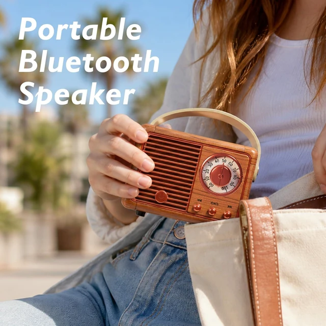 Alt view image 6 of 7 - Retro Bluetooth Speaker,Vintage Decor,Small Gift for Women Men Teens Cute old fashion style for kitchen desk bedroom office party outdoor kawaii accessories gifts for women teen girls