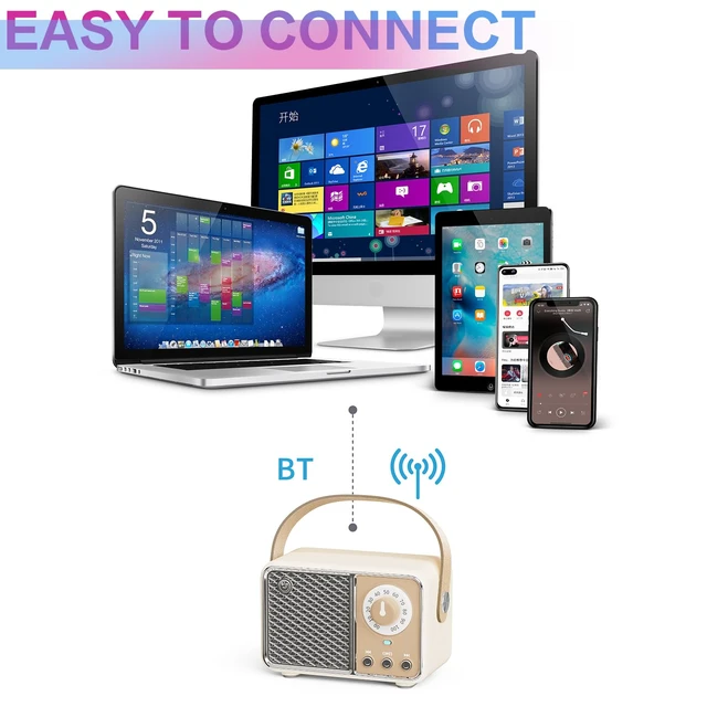 Alt view image 3 of 7 - Retro Bluetooth Speaker,Vintage Decor,Wireless Beige Gift Old Fashion Cute Style for Kitchen Desk Bedroom Office Party Outdoor Kawaii Accessories