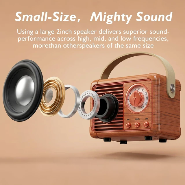 Alt view image 5 of 7 - Retro Bluetooth Speaker,Vintage Decor,Small Gift for Women Men Teens Cute old fashion style for kitchen desk bedroom office party outdoor kawaii accessories gifts for women teen girls