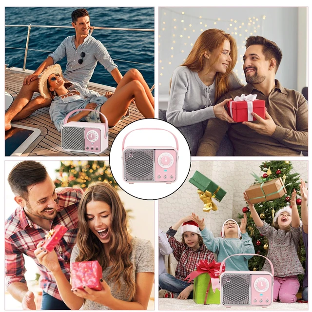 Alt view image 2 of 7 - Kawaii Room Decor, Retro Bluetooth Speaker,Pink Vintage Gift for Women Teenage Girl Old Fashion Style for Kitchen Desk Bedroom Office Party Outdoor Vintage Accessories