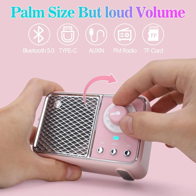 Alt view image 3 of 7 - Kawaii Room Decor, Retro Bluetooth Speaker,Pink Vintage Gift for Women Teenage Girl Old Fashion Style for Kitchen Desk Bedroom Office Party Outdoor Vintage Accessories