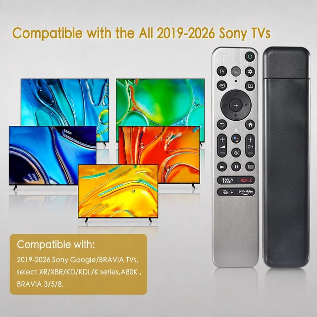 Alt view image 2 of 7 - Replacement for Sony Voice Remote Control,for All 2019-2026 Sony Bravia TV for Sony Bravia Google 4K OLED Smart TV Control with Voice,with Bravia Core,NTFLX,Disny+,PRM Video Buttons