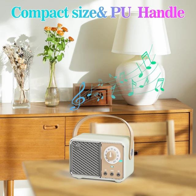 Alt view image 7 of 7 - Retro Bluetooth Speaker,Vintage Decor,Wireless Smoke Green