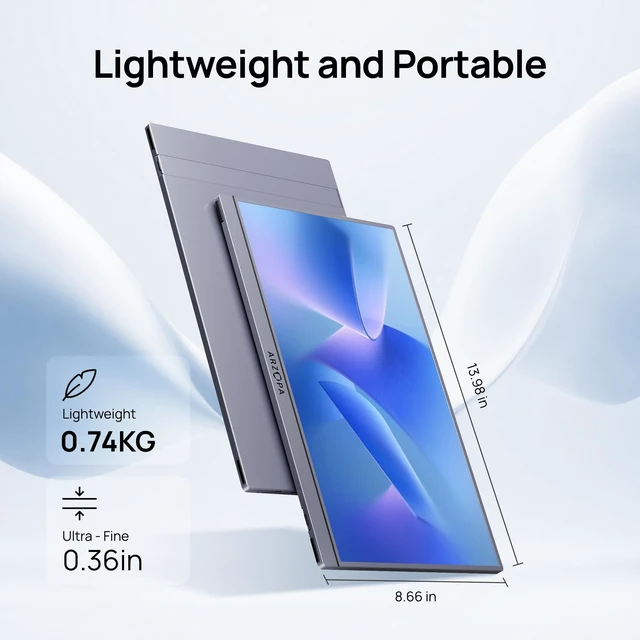 Alt view image 6 of 7 - Portable Monitor 15.6'' FHD 1080P - Ultra-Slim Portable Laptop Monitor with Kickstand - IPS Display for PC, MAC, Phone, Xbox, PS5 - USB C & HDMI Connectivity - A1 Gray