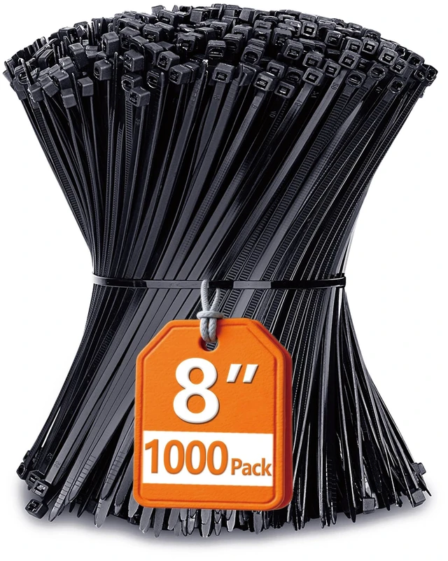 Main image of Zip Ties 8 inch with 40 lb Tensile Strength, Black Cable ties, 1000 Pack