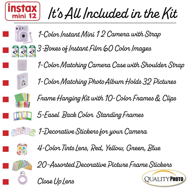 Alt view image 3 of 7 - Instax Mini 12 Instant Camera + 60 Photo Prints + Accessories, Lilac Purple