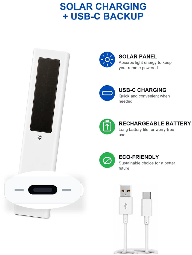 Alt view image 5 of 7 - for Samsung Frame TV Remote, Compatible with Samsung Smart TV 2018-2026,Solar Chargeble Voice Remote Control, USB-C Fast Charging, Bluetooth Pairing