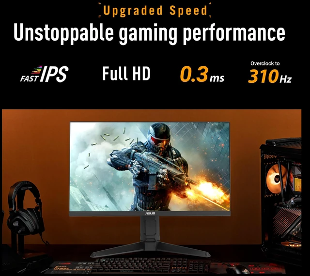 Alt view image 2 of 7 - TUF Gaming VG259QMRL5A 25 Inch 1080p 310Hz G-SYNC Gaming Monitor Gaming AI, Ergonomic Stand, FreeSync Premium, Fast-IPS panel, DisplayHDR 400, 0.3ms, 99% sRGB, Height Adjustable