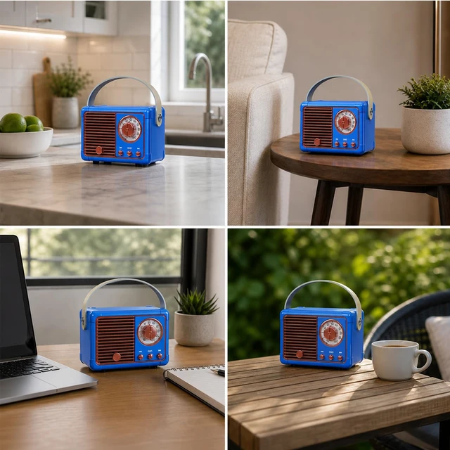 Alt view image 5 of 7 - Retro Bluetooth Speaker,Vintage Decor,Mini Gift for Women Girl Teens Wireless Bluetooth Speaker Cute Old Fashion Style for Kitchen Desk Bedroom Office Party Outdoor Kawaii Accessories
