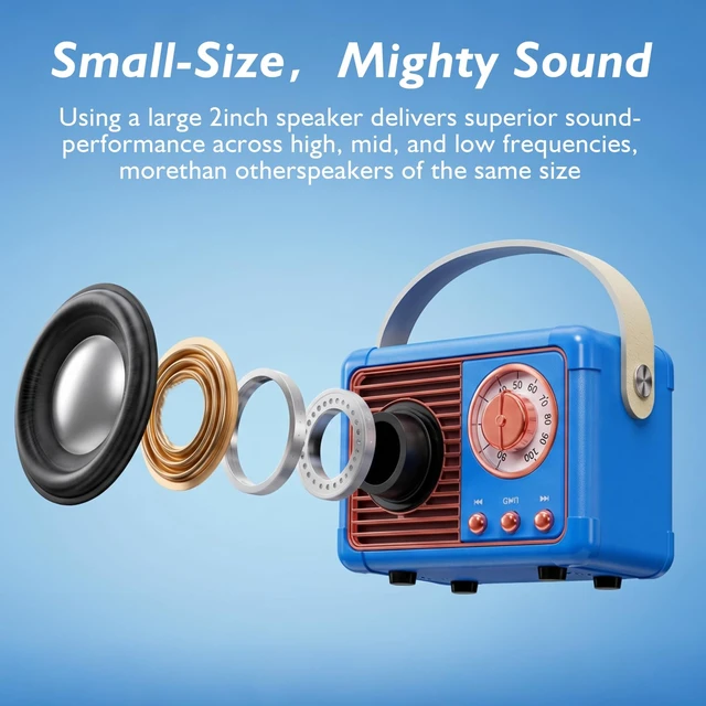 Alt view image 4 of 7 - Retro Bluetooth Speaker,Vintage Decor,Mini Gift for Women Girl Teens Wireless Bluetooth Speaker Cute Old Fashion Style for Kitchen Desk Bedroom Office Party Outdoor Kawaii Accessories