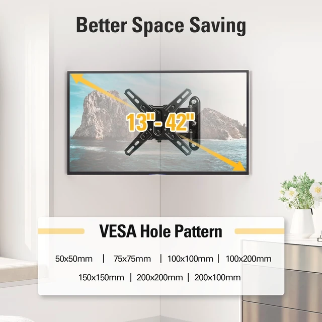 Alt view image 6 of 7 - UL Listed TV Mount Swivel and Tilt for Most 13-42 Inch TVs Full Motion TV Wall Mount Bracket with Articulating Arm, Max VESA 200x200mm, Holds up to 50 lbs, MD2465