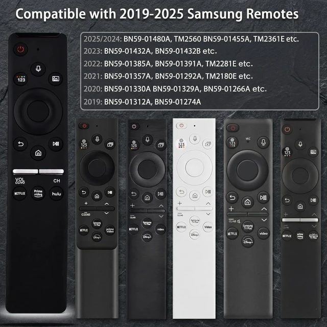 Alt view image 2 of 6 - Replacement Voice Remote for All 2019-2025 Samsung Smart TV,BN59-01312A for All Samsung Frame TV, Crystal/Curved/UHD/QLED/T/QLED/ 4K 8K Smart TVsRemote with NEIFLX,PRM Video,hulu Buttons
