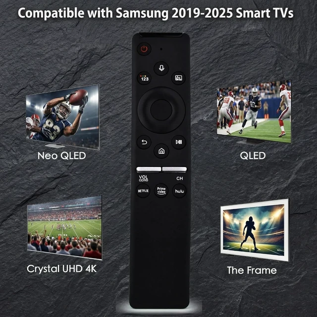 Alt view image 3 of 6 - Replacement Voice Remote for All 2019-2025 Samsung Smart TV,BN59-01312A for All Samsung Frame TV, Crystal/Curved/UHD/QLED/T/QLED/ 4K 8K Smart TVsRemote with NEIFLX,PRM Video,hulu Buttons