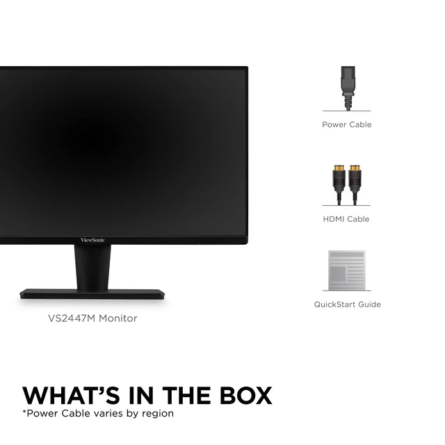 Alt view image 6 of 7 - VS2447M 24 Inch 1080p Computer Monitor, 100Hz LED Display AMD FreeSync, HDMI, VGA, Eye Care, Thin Bezels, Gaming, Laptop, PC, Mac, Anti Glare, 4ms Response, Dual Speakers, 250 Nits