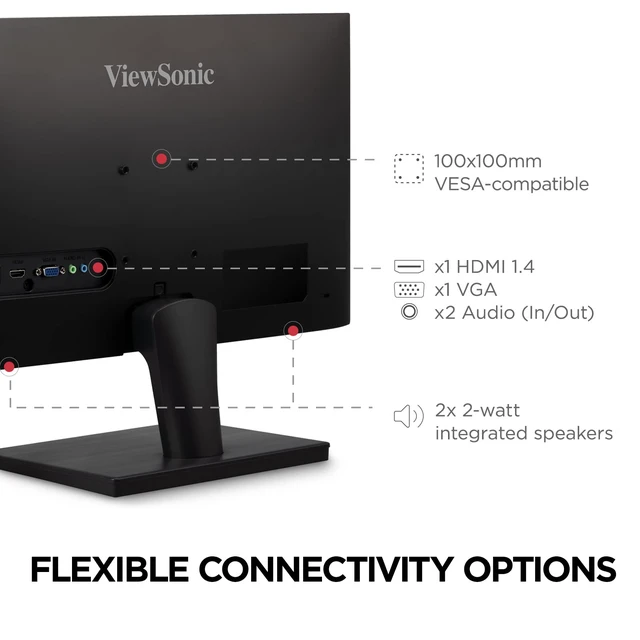 Alt view image 5 of 7 - VS2447M 24 Inch 1080p Computer Monitor, 100Hz LED Display AMD FreeSync, HDMI, VGA, Eye Care, Thin Bezels, Gaming, Laptop, PC, Mac, Anti Glare, 4ms Response, Dual Speakers, 250 Nits