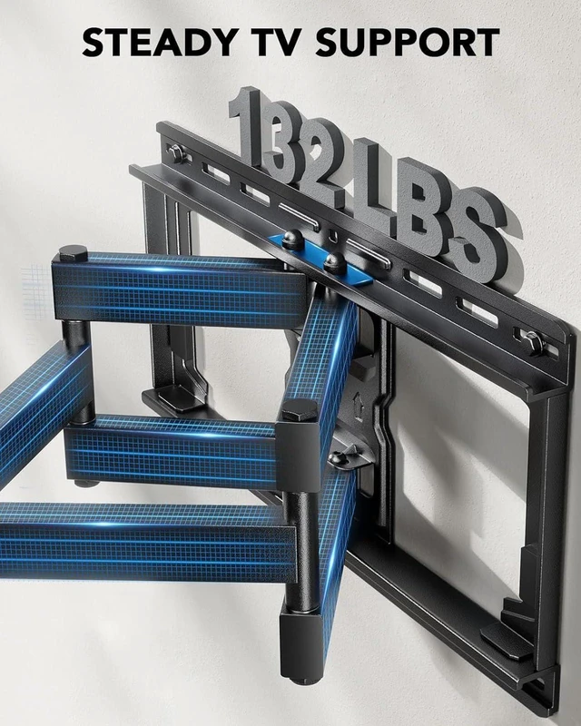 Alt view image 4 of 7 - 65 75 Inch Full Motion TV Wall Mount for LED TVs up to 132lbs, Fits 42-85 Inch Swivel TV Mount Bracket with Articulating Arms, Max VESA 600x400mm, Fits 12 16" Wood Studs