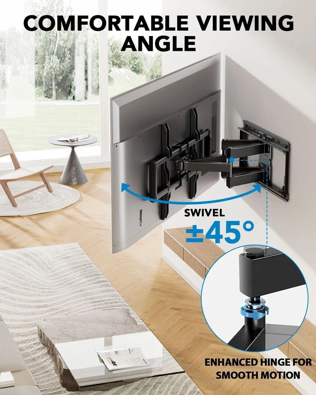 Alt view image 6 of 7 - 65 75 Inch Full Motion TV Wall Mount for LED TVs up to 132lbs, Fits 42-85 Inch Swivel TV Mount Bracket with Articulating Arms, Max VESA 600x400mm, Fits 12 16" Wood Studs