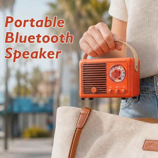 Alt view image 7 of 7 - Retro Bluetooth Speaker, Small Vintage Decor Gifts Pumpkin Orange Portable mini wireless old fashion style for kitchen desk bedroom office outdoor accessories gifts for women teen girls