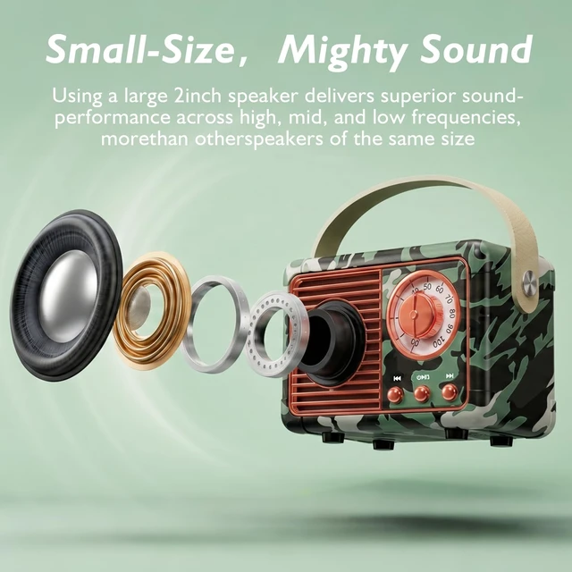 Alt view image 6 of 7 - Retro Bluetooth Speaker,Vintage Decor,Mini Gift for Men Women Girls Portable small wireless old fashion style for kitchen desk bedroom office outdoor accessories gifts
