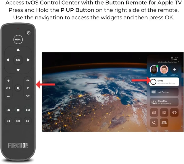 Alt view image 7 of 7 - Button Remote for Apple TV (Bluetooth) - 5 Pack Compatible with Apple TV 4K & HD Non-Siri, No Voice Control No Apple TV Line of Sight Required 2 AAA Batteries Included
