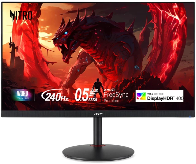 Main image of MONITOR Nitro 27in QHD 2560x1440 IPS 240Hz Gaming XV272U W2bmiiprx 0.5ms, AMD FreeSync Premium, sRGB 99%, 2xHDMI, DisplayPort, VESA HDR400, Ergo Stand, Speaker, VESA Mountable