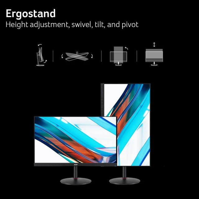 Alt view image 7 of 7 - MONITOR Nitro 27in QHD 2560x1440 IPS 240Hz Gaming XV272U W2bmiiprx 0.5ms, AMD FreeSync Premium, sRGB 99%, 2xHDMI, DisplayPort, VESA HDR400, Ergo Stand, Speaker, VESA Mountable