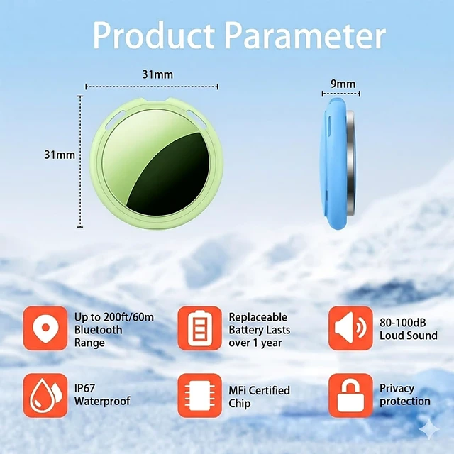 Alt view image 7 of 7 - 2 Pack Tracker Tags Finder Apple Find My MFi Certified Waterproof iOS Only Bluetooth Air Smart Tags Item Finder Locator Worldwide Tracking for Key Pets Wallet Backpack Dogs Luggage Replaceable Battery