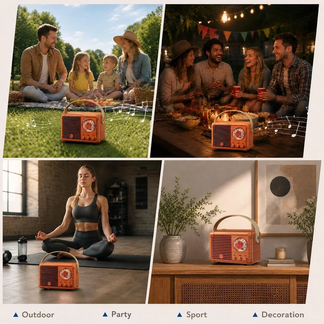 Alt view image 2 of 7 - Retro Bluetooth Speaker,Vintage Decor,Small Gift for Women Men Teens Cute old fashion style for kitchen desk bedroom office party outdoor kawaii accessories gifts for women teen girls