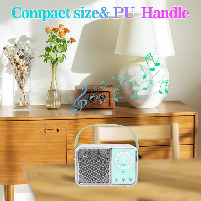 Alt view image 5 of 7 - Retro Bluetooth Speaker,Vintage Decor,Wireless Cyan Green