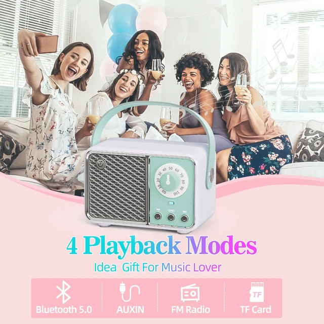 Alt view image 4 of 7 - Retro Bluetooth Speaker,Vintage Decor,Wireless Cyan Green