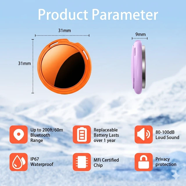 Alt view image 7 of 7 - 2 Pack Tracker Tags Finder Apple Find My MFi Certified Waterproof iOS Only Bluetooth Air Smart Tags Item Finder Locator Worldwide Tracking for Key Pets Wallet Backpack Dogs Luggage Replaceable Battery
