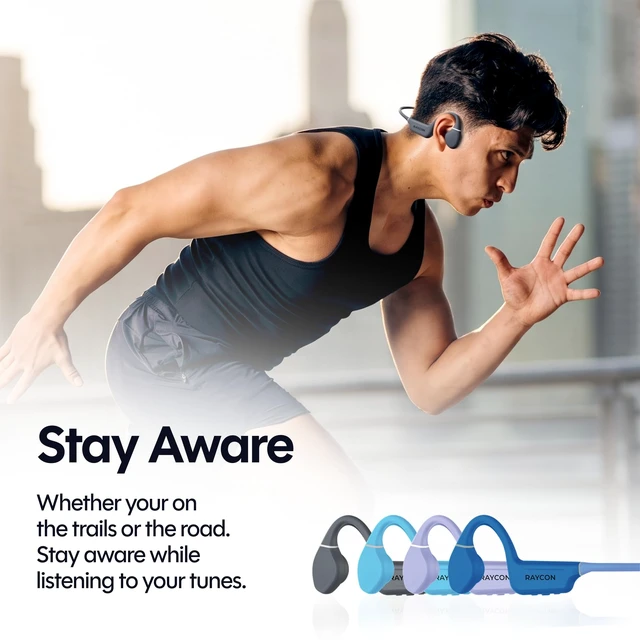 Alt view image 3 of 7 - Bone Conduction Headphones - Open Ear Running Headphones & Bluetooth Earbuds, Sweat & Water-Resistant with Mic (Gray)