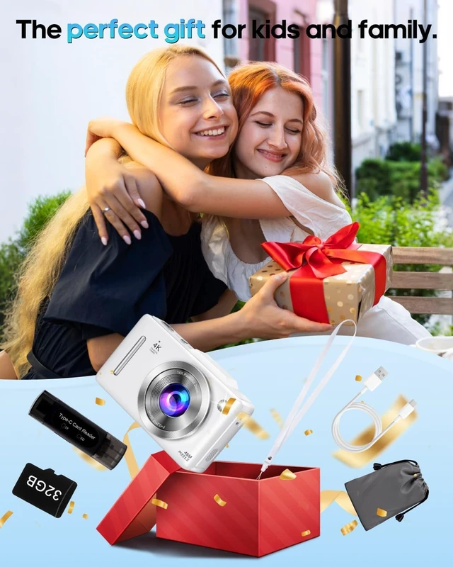 Alt view image 7 of 7 - Digital Camera 4K Autofocus Vlogging Camera for Photography with 16X Zoom Anti Shake, 32GB Card, 48MP Compact Portable Point and Shoot Camera Gift for Kids Boys Girls BeginnerWhite