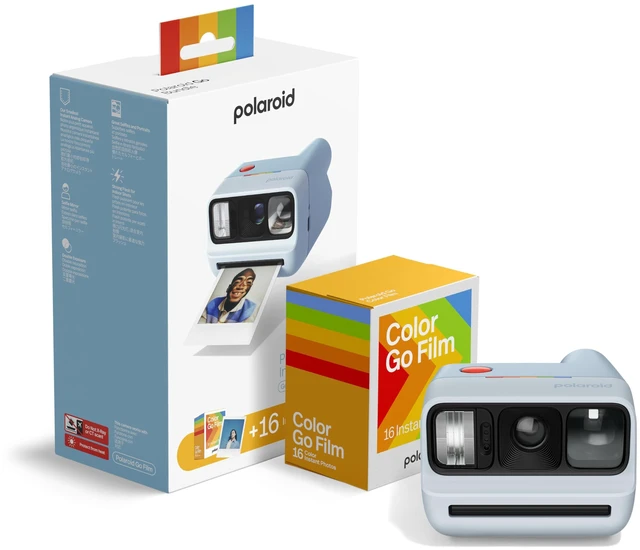Main image of Go Generation 3 Bundle - Mini Instant Film Camera + 16 Color Photos - Light Blue (6653) - Only Compatible with Go Film