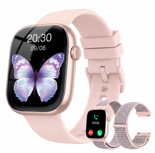 Main image of Smart Watch for Women, Bluetooth Answer/Make Calls, 1.83"HD Screen, 2 Bands IP67 Waterproof Fitness Tracker, Heart Rate/Sleep Monitor, DIY Dial, Multi-Sport Modes Pedometer, Smartwatch for iOS/Android