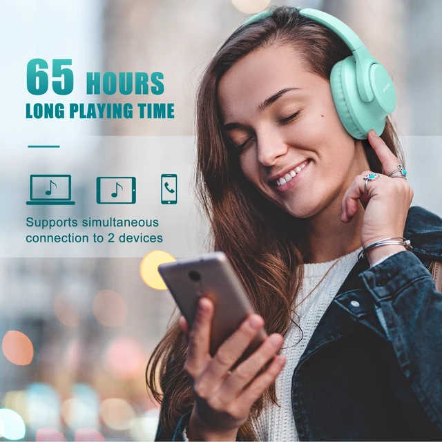 Alt view image 2 of 7 - Bluetooth Headphones Wireless Over Ear Headsets 65H Playtime Deep Bass, HiFi Stereo, Bluetooth 6.0, Microphone, Comfortable Fit, Foldable, Lightweight, Low Latency for Travel Home Office
