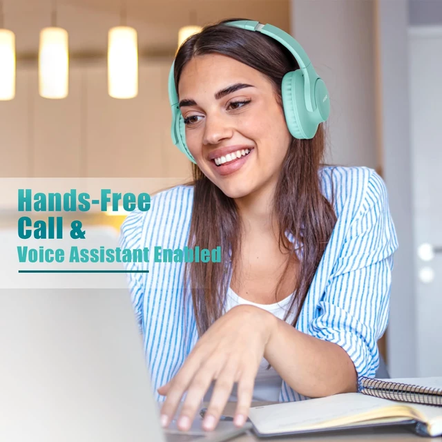 Alt view image 3 of 7 - Bluetooth Headphones Wireless Over Ear Headsets 65H Playtime Deep Bass, HiFi Stereo, Bluetooth 6.0, Microphone, Comfortable Fit, Foldable, Lightweight, Low Latency for Travel Home Office