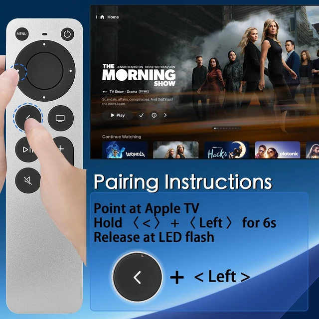 Alt view image 7 of 7 - Replacement for Apple TV Remote,for Apple TV HD/4K(1-3Gen),Apple TV Gen 1-3 Compatible with Apple TV/Apple TV HD/4K A1218 A1378 A1427 A1469 A1625 A1842 A2169 A2737 A2843 with TV Control Function