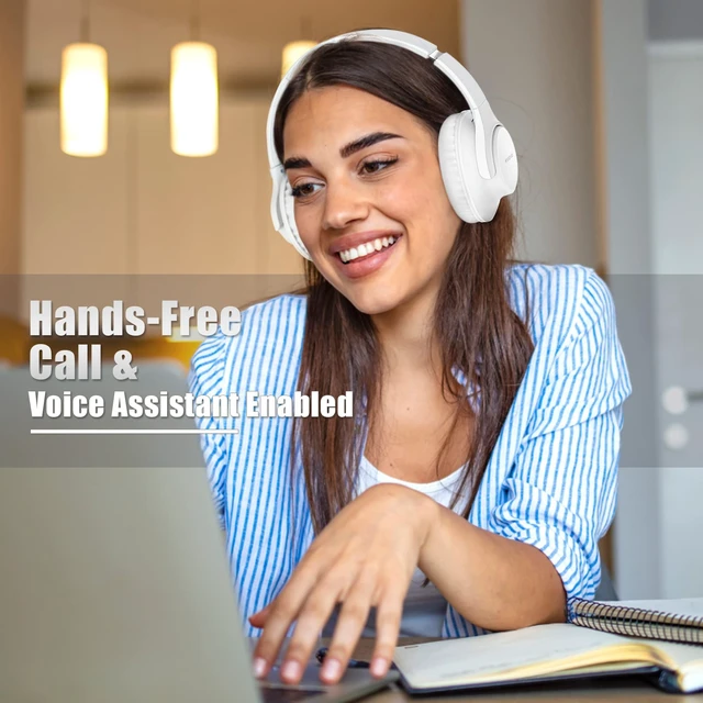 Alt view image 6 of 7 - Bluetooth Headphones Wireless Over Ear Headsets 65H Playtime Deep Bass, HiFi Stereo, Bluetooth 6.0, Microphone, Comfortable Fit, Foldable, Lightweight, Low Latency for Travel Home Office