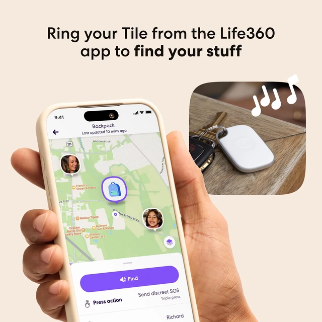 Alt view image 3 of 6 - Tile Pro - Powerful Bluetooth Tracker, Key Finder and Item Locator for Keys, Bags and More. Both iOS and Android Compatible. Phone Finder. 1-Pack (White)