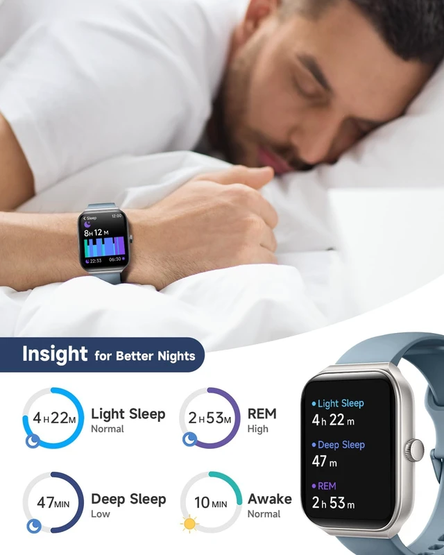 Alt view image 6 of 7 - 1.95" Smart Watch for Men Women with ALEXA, Fitness Watch for Android iOS Call Function, Message Notifications, Pedometer, Heart Rate, Sleep Monitor, 100 Sport Modes, IP68 Waterproof, 100 Watch Faces