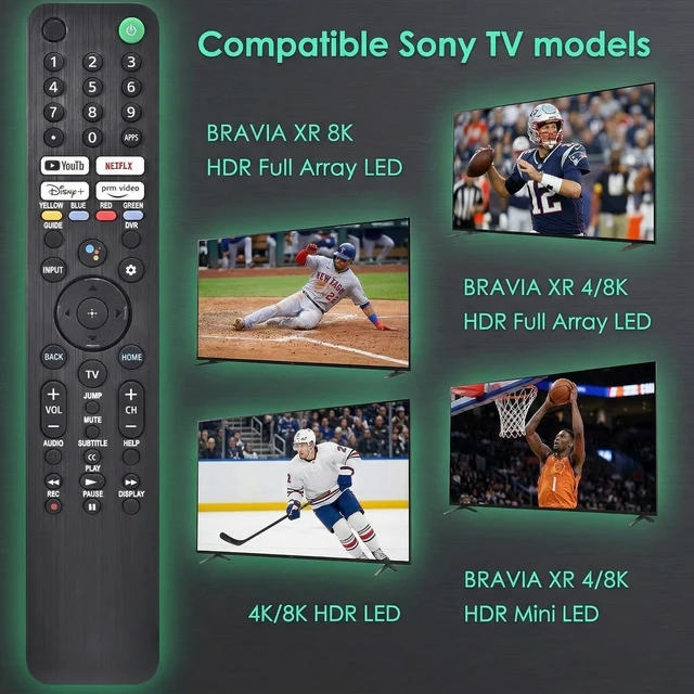 Alt view image 3 of 7 - Replacement for Sony Remote,for All 2019-2026 Bravia Smart TV Voice Control for All Sony OLED LED 4K 8K UHD,for Google TV with Shortcuts YouTube and Disney+,NEIFLX,PRM Video Buttons