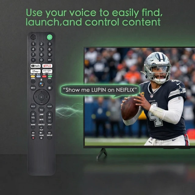 Alt view image 6 of 7 - Replacement for Sony Remote,for All 2019-2026 Bravia Smart TV Voice Control for All Sony OLED LED 4K 8K UHD,for Google TV with Shortcuts YouTube and Disney+,NEIFLX,PRM Video Buttons